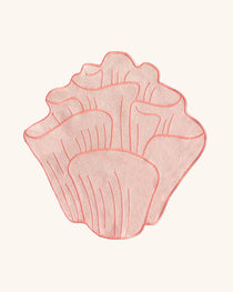 Individuales Arrecife de Coral Bordado en Algodón Rosa. Set de 4 