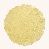 Individuales Bouquet en Algodón Amarillo con Bordado de Hortensia. Set de 4