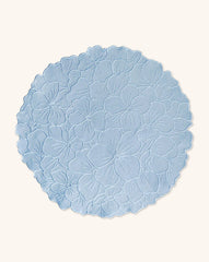 Individuales Bouquet en Algodón Azul con Bordado de Hortensia. Set de 4