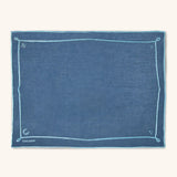 Individuales Cowgirl en Lino Azul con Bordado Turquesa. Set de 4