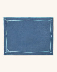 Individuales Cowgirl en Lino Azul con Bordado Turquesa. Set de 4