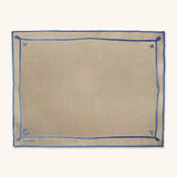 Individuales Cowgirl en Lino Caramelo con Bordado Azul. Set de 4