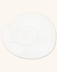 Individuales La Mar de Nautilus en Lino Blanco con Bordado Ivory. Set de 4