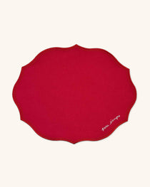 Individuales Mystic de Algodón Rojo con Bordado "Para siempre". Set de 4