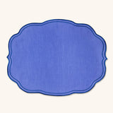 Individuales Sofía en Lino Azul con Bordado Azul. Set de 4