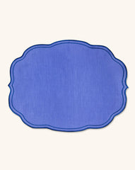 Individuales Sofía en Lino Azul con Bordado Azul. Set de 4