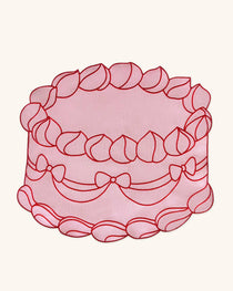 Individuales Sweet en Algodón Rosa Bordado en Forma de Pastel. Set de 4