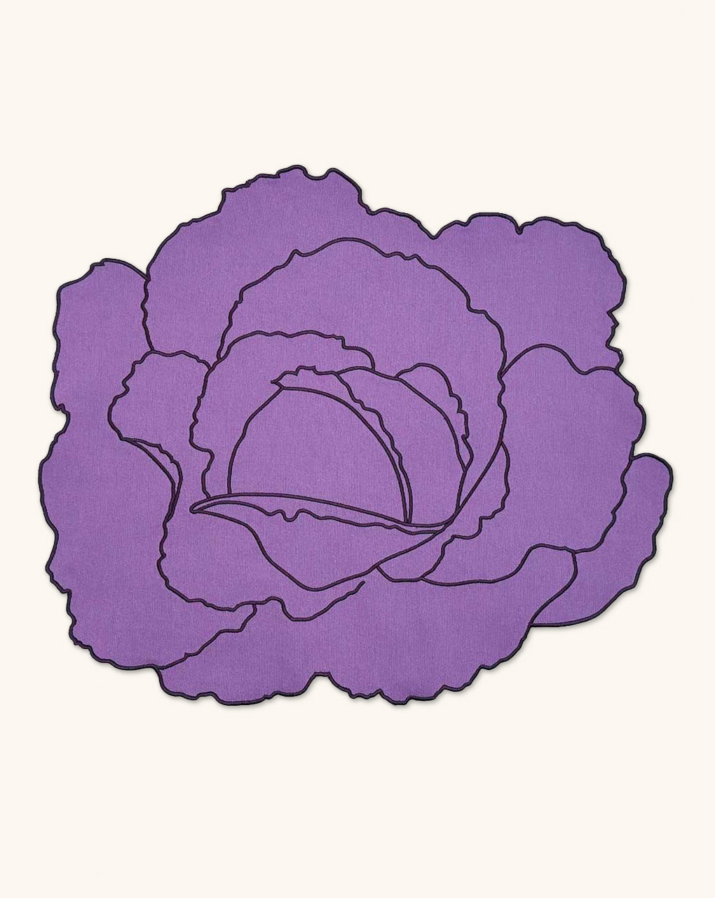 Individuales Veggies en Algodón Morado Bordado de Repollo. Set de 4