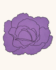 Individuales Veggies en Algodón Morado Bordado de Repollo. Set de 4