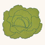 Individuales Veggies en Algodón Verde Bordado de Repollo. Set de 4