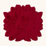 Individuales Blossom Bordado de Flor en Terciopelo Rojo. Set de 4