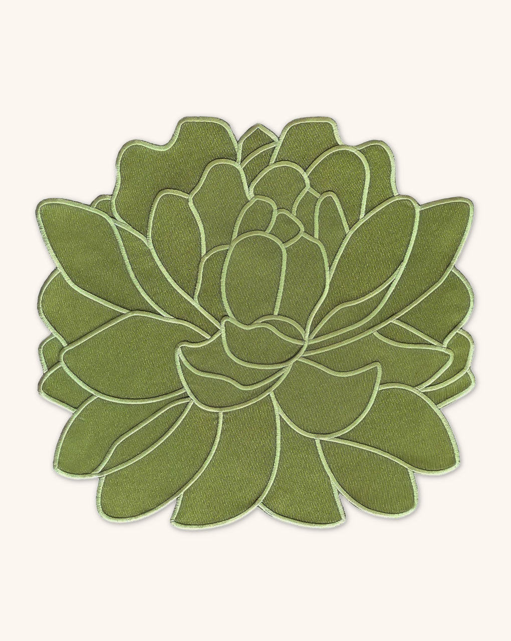 Individuales Blossom Bordado en Algodón Verde Olivo