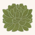 Individuales Blossom Bordado en Algodón Verde Olivo