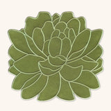 Individuales Blossom Bordado en Algodón Verde Olivo