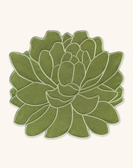 Individuales Blossom Bordado en Algodón Verde Olivo. Set de 4