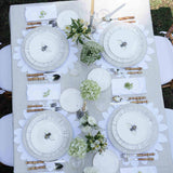 Platos Trinche de Rayas Gris Plata, set de 4