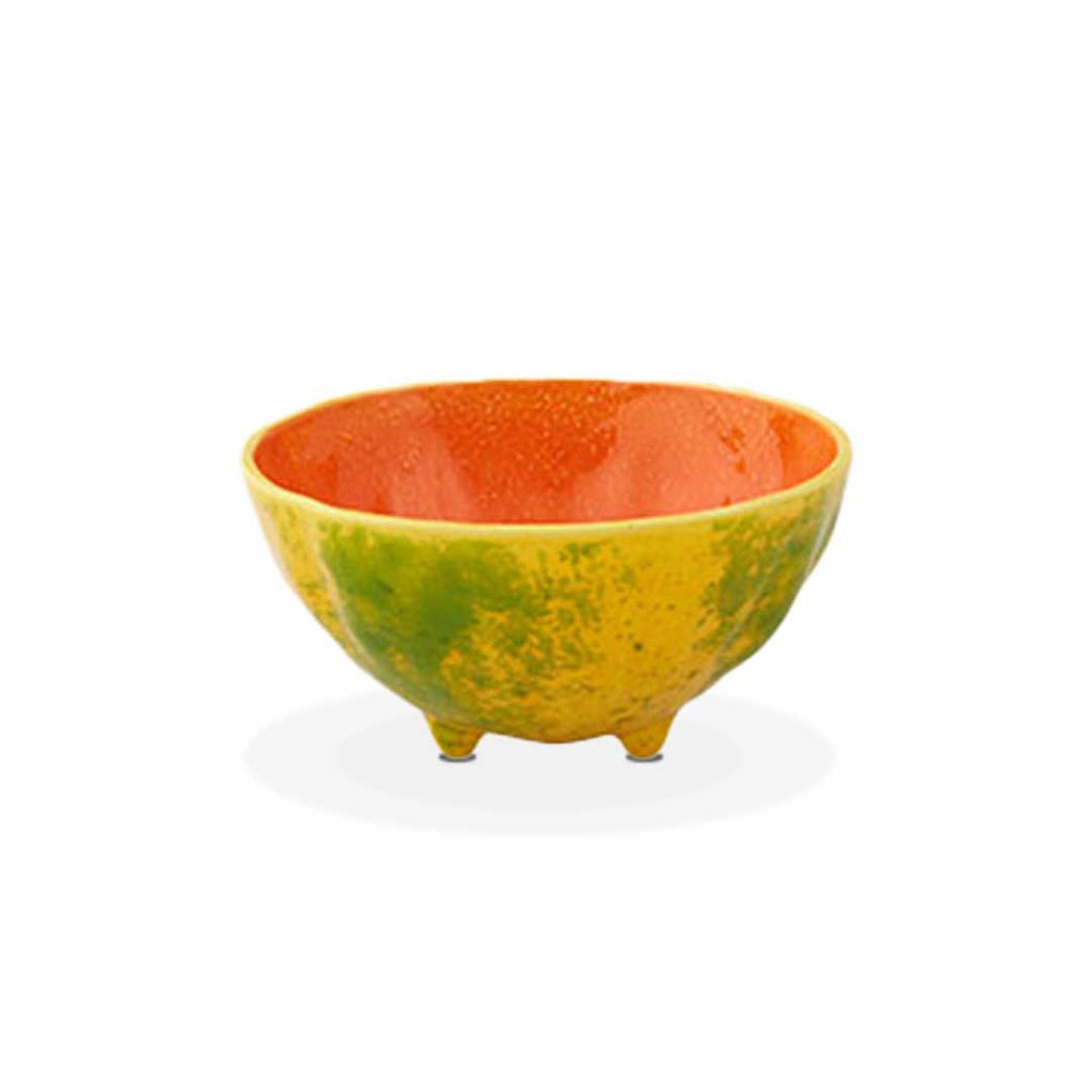 Bowl de cerámica en forma de fruta papaya, marca Bordallo Pinheiro