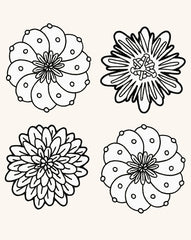 Coasters Identidad en Lino Blanco con Bordado de Biznaga, Pasiflora y Dalia Negras. Set de 4