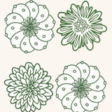 Coasters Identidad en Lino Blanco con Bordado de Biznaga, Pasiflora y Dalia Verdes. Set de 4