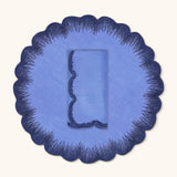 Set de Mantelería Vivi con Individuales y Servilletas en Lino Azul con Bordado de Pelitos. Set para 4 personas