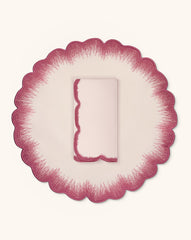 Set de Mantelería Vivi con Individuales y Servilletas en Lino Rosa con Bordado de Pelitos. Set para 4 personas