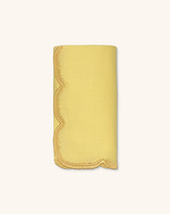 Servilletas Vivi en Lino Amarillo con Bordado de Pelitos. Set de 4