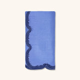 Servilletas Vivi en Lino Azul con Bordado de Pelitos. Set de 4