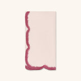 Servilletas Vivi en Lino Rosa con Bordado de Pelitos. Set de 4