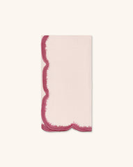 Servilletas Vivi en Lino Rosa con Bordado de Pelitos. Set de 4