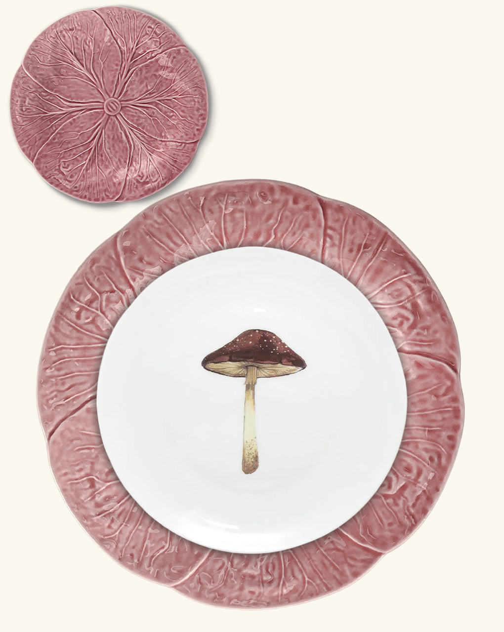 JUEGO DE 4 PALTOS TRINCHE REPOLLO ROSA 4 PLATOS DE ENSALADA DE HONGO Y 4 PLATOS DE PAN DE REPOLLO ROSA