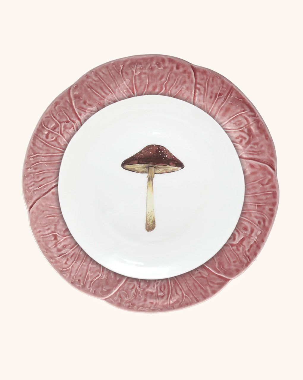 JUEGO DE 4 PLATOS TRINCHE REPOLLO ROSA Y 4 PLATOS DE ENSALADA DE HONGO