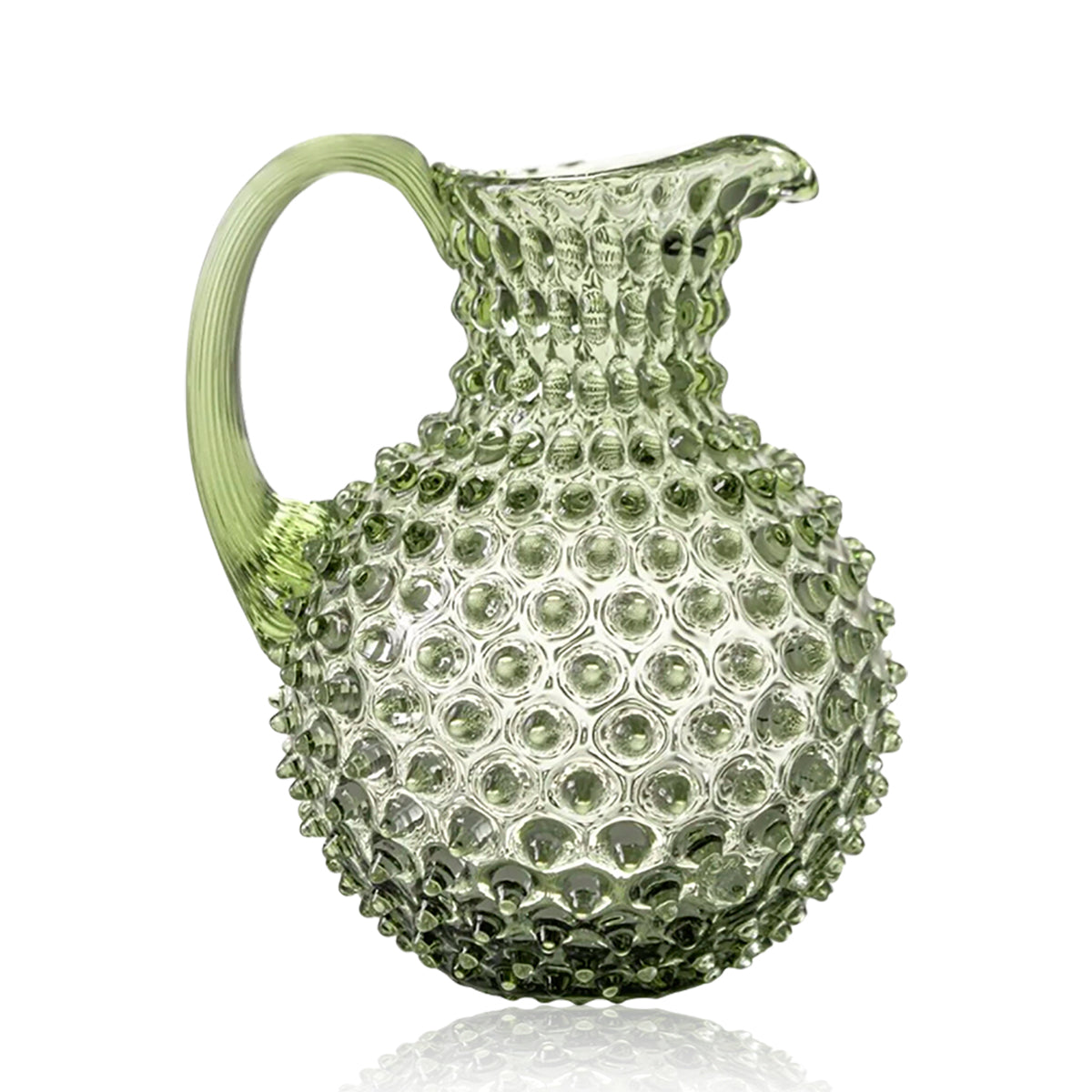 Jarra de cristal de bohemia hobnail con borlas, color verde olivo