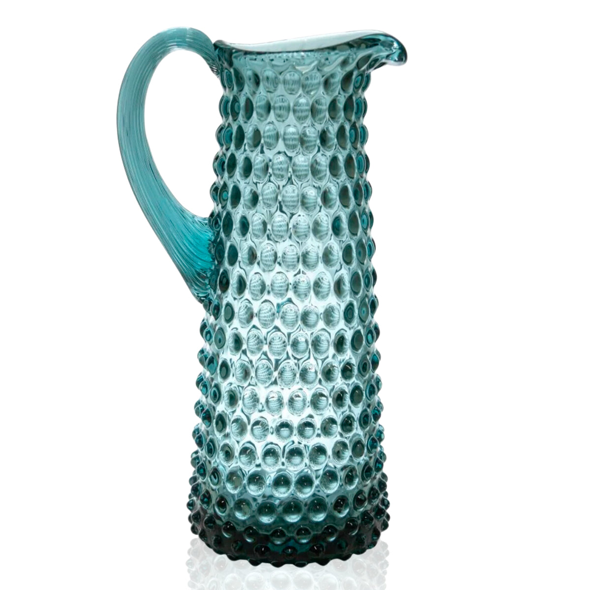 Jarra Hobnail de cristal de bohemia con borlas, color azul gris