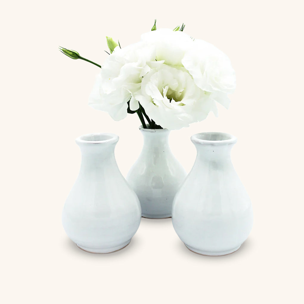 Juego de 3 Floreros de Cerámica Blanco