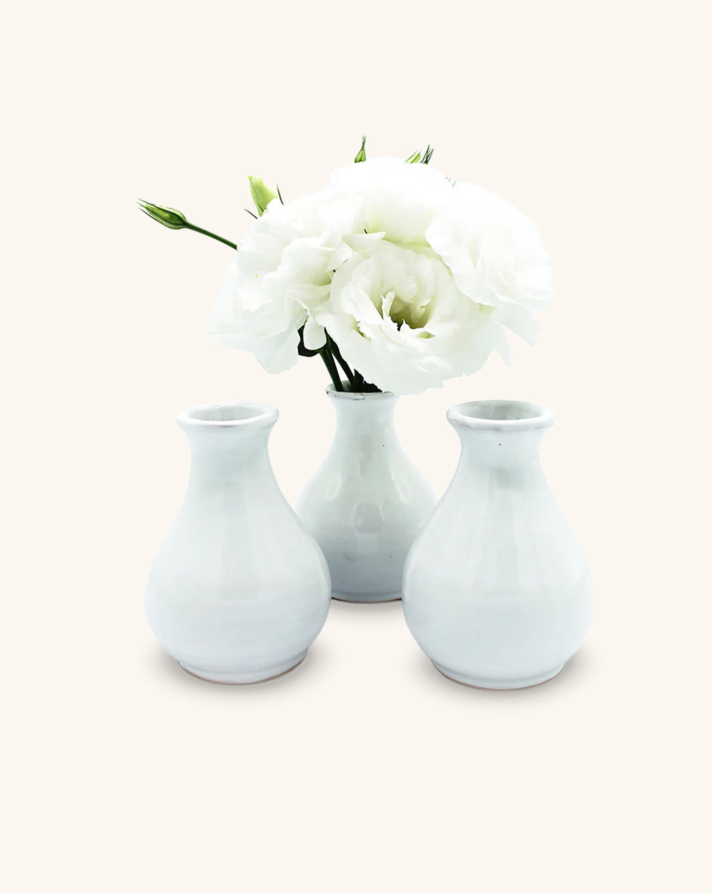 Juego de 3 Floreros de Cerámica Blanco