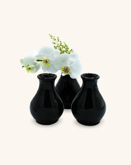 Juego de 3 Floreros de Cerámica Negra