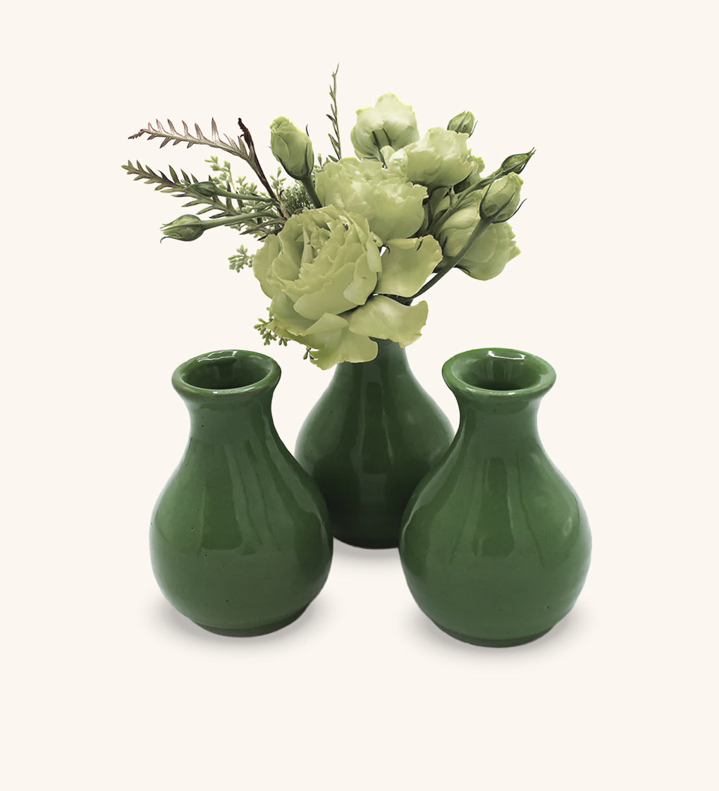 Juego de 3 Floreros de Talavera Verde
