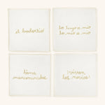 Juego de 4 Cocteleras bordadas con Frases de Novios, Set 2