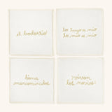 Juego de 4 Cocteleras bordadas con Frases de Novios, Set 2