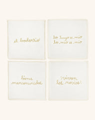 Juego de 4 Cocteleras bordadas con Frases de Novios, Set 2