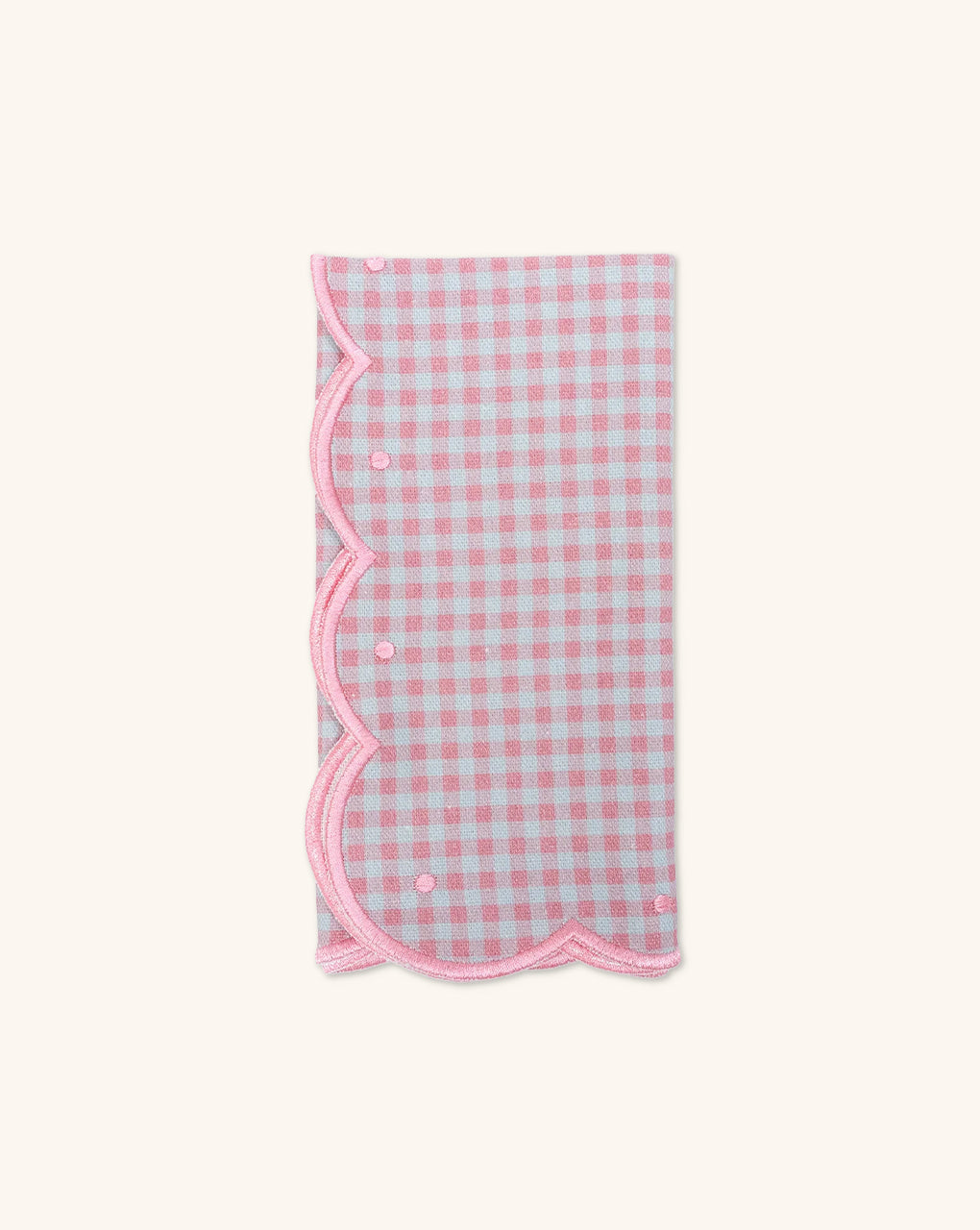 Juego de 4 Servilletas Big Daisy en Cuadritos Rosa y Verde con Orilla Bordada