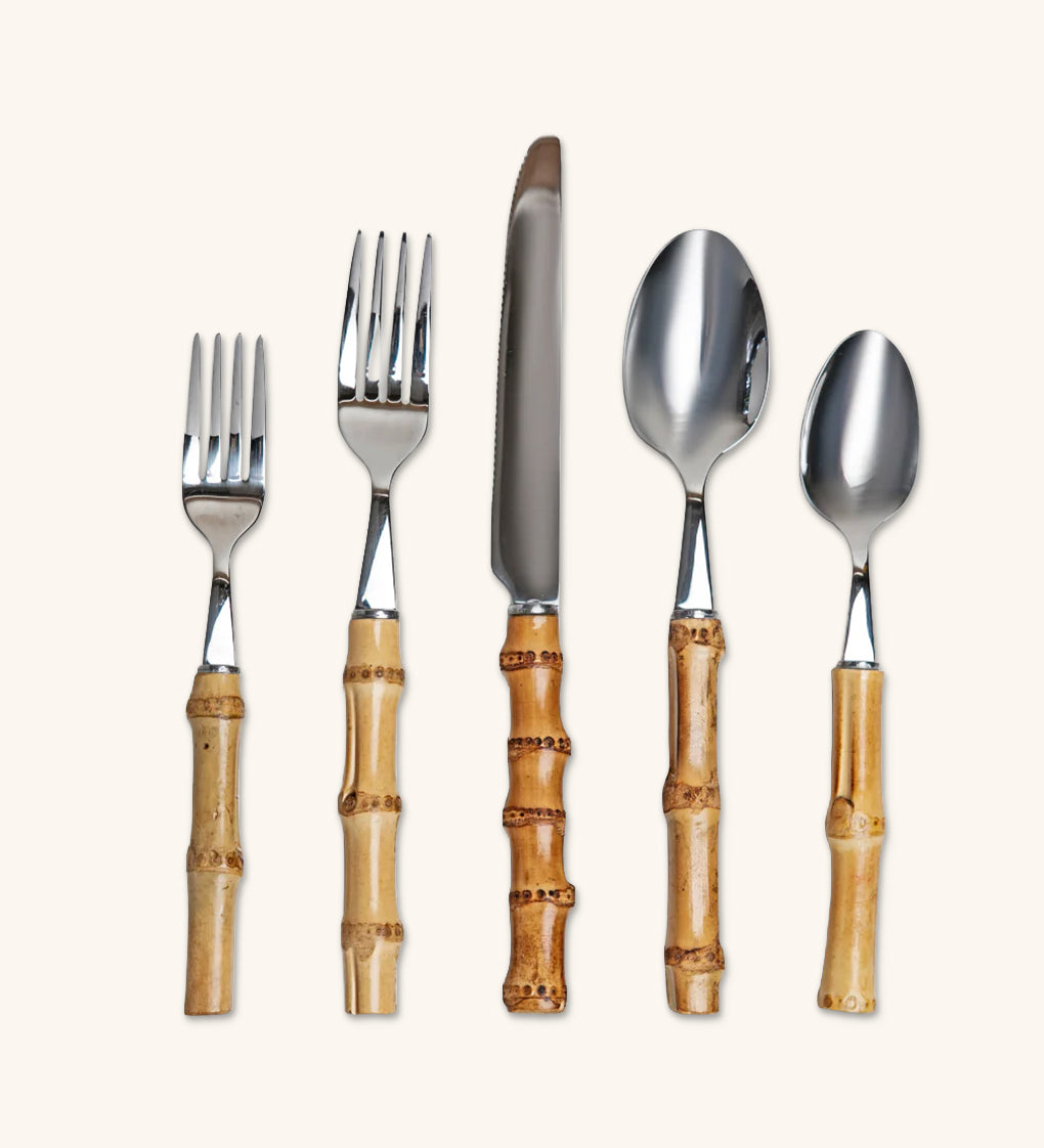 Juego de Cubiertos de Bambú Natural para 4 personas (20 piezas)