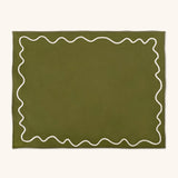 Juego de 4 Manteles Individuales Regina con Ondas Ivory en Loneta Olivo