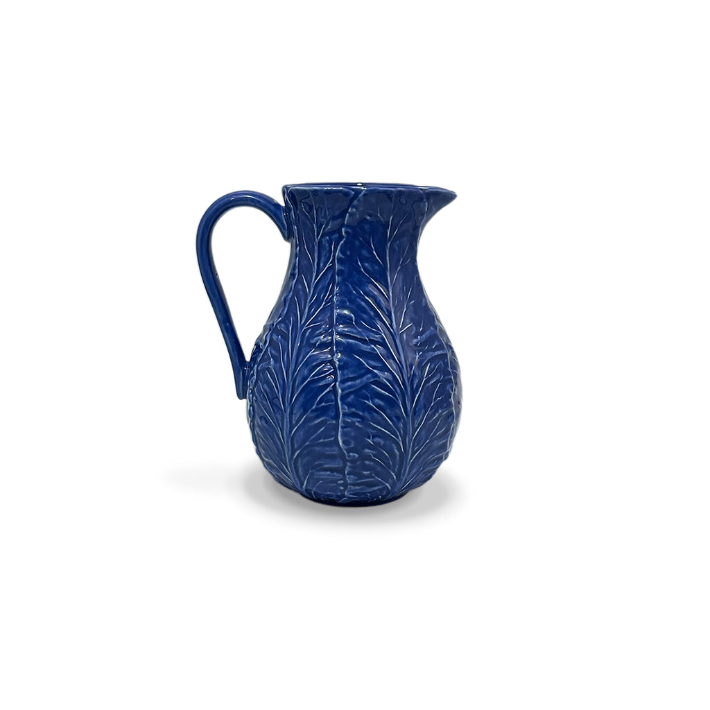 Jarrita de 600 ml de cerámica en forma de hoja de repollo color azul cobalto, marca Zash