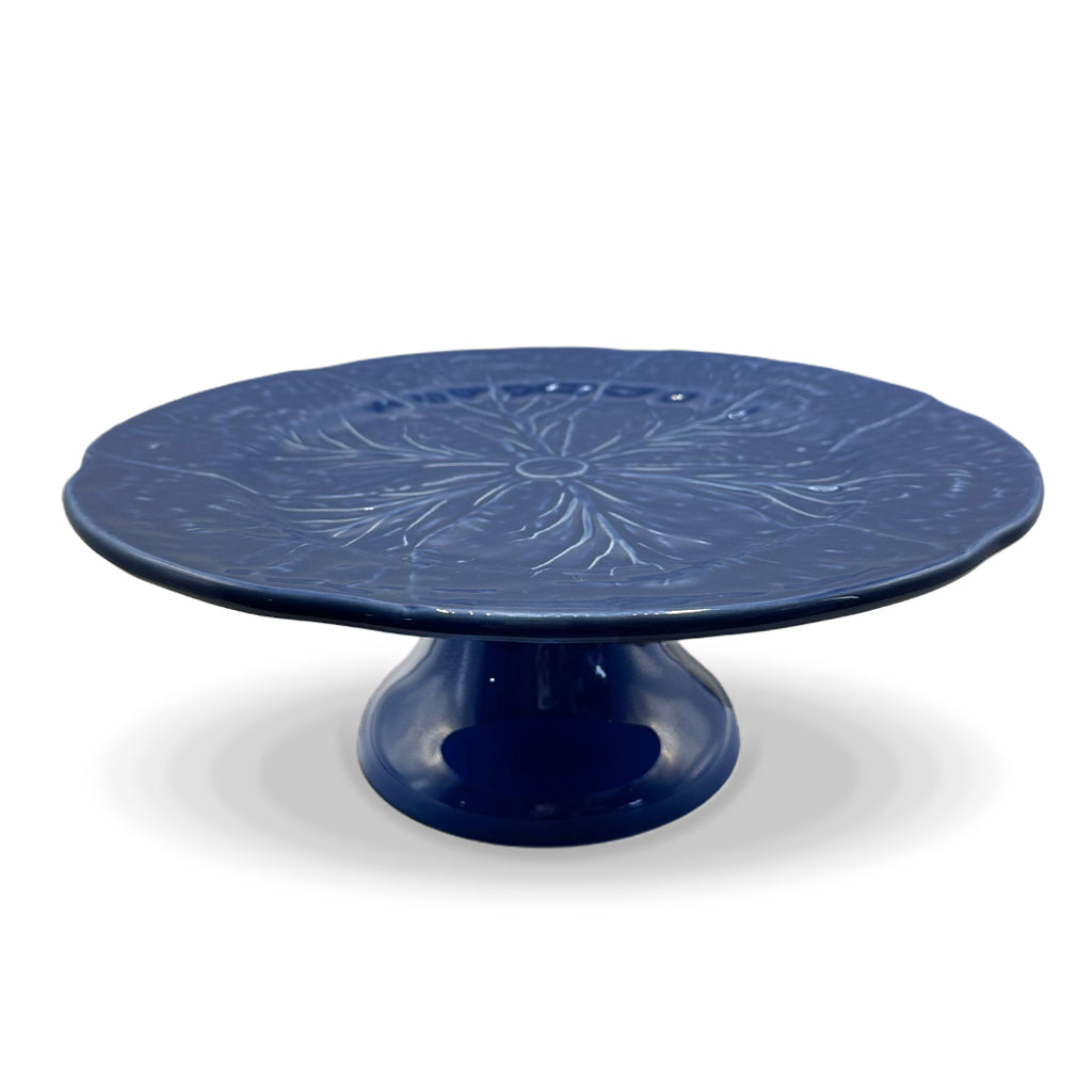 Base pastelera en forma de hoja de repollo en color azul cobalto, marca Zash