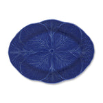 Platón para servir de 39 cm de cerámica en forma de hoja de repollo color azul cobalto, marca Zash