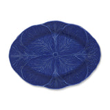Platón para servir de 39 cm de cerámica en forma de hoja de repollo color azul cobalto, marca Zash