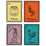 Set con 4 servilletas cocteleras con tema de juego de lotería mexicana, marca Zash