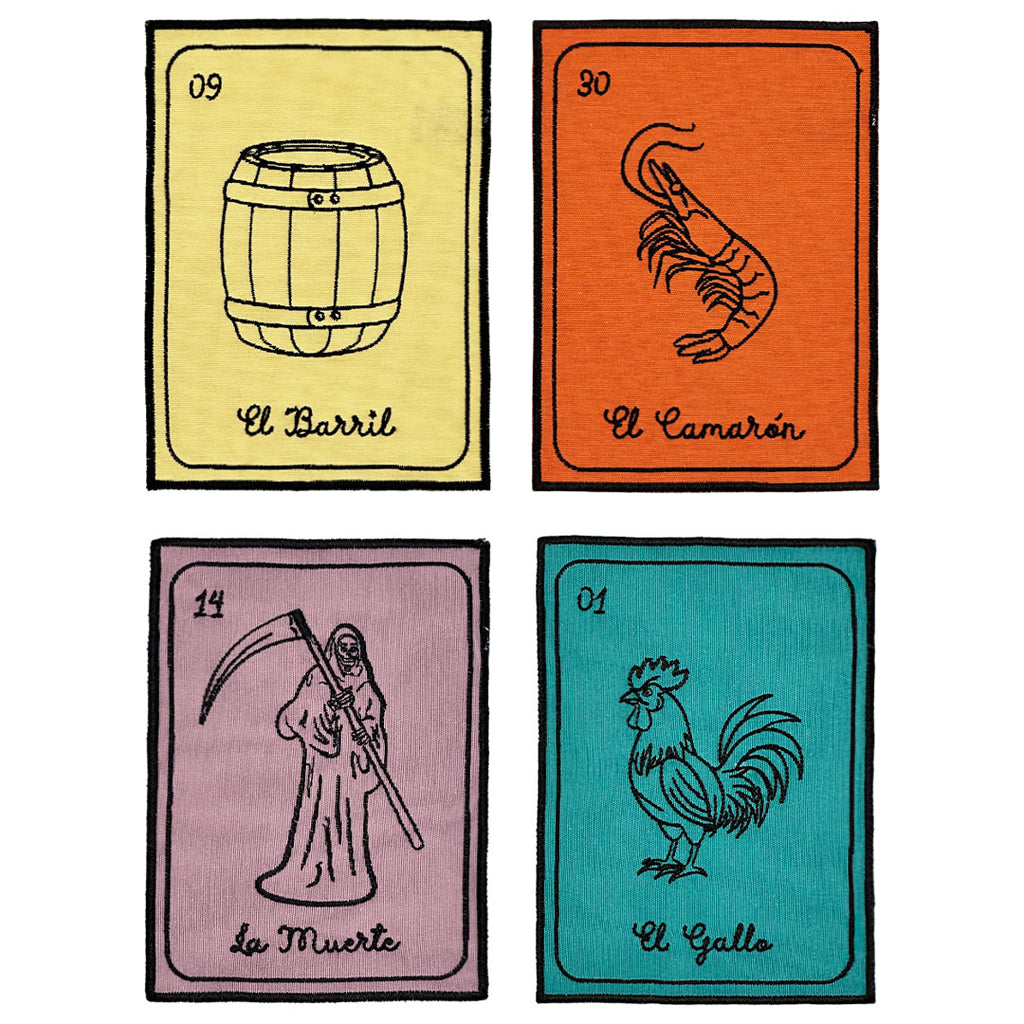 Set con 4 servilletas cocteleras con tema de juego de lotería mexicana, marca Zash