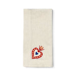 Servilleta de lino arena con corazón de milagrito mexicano bordado, marca Zash